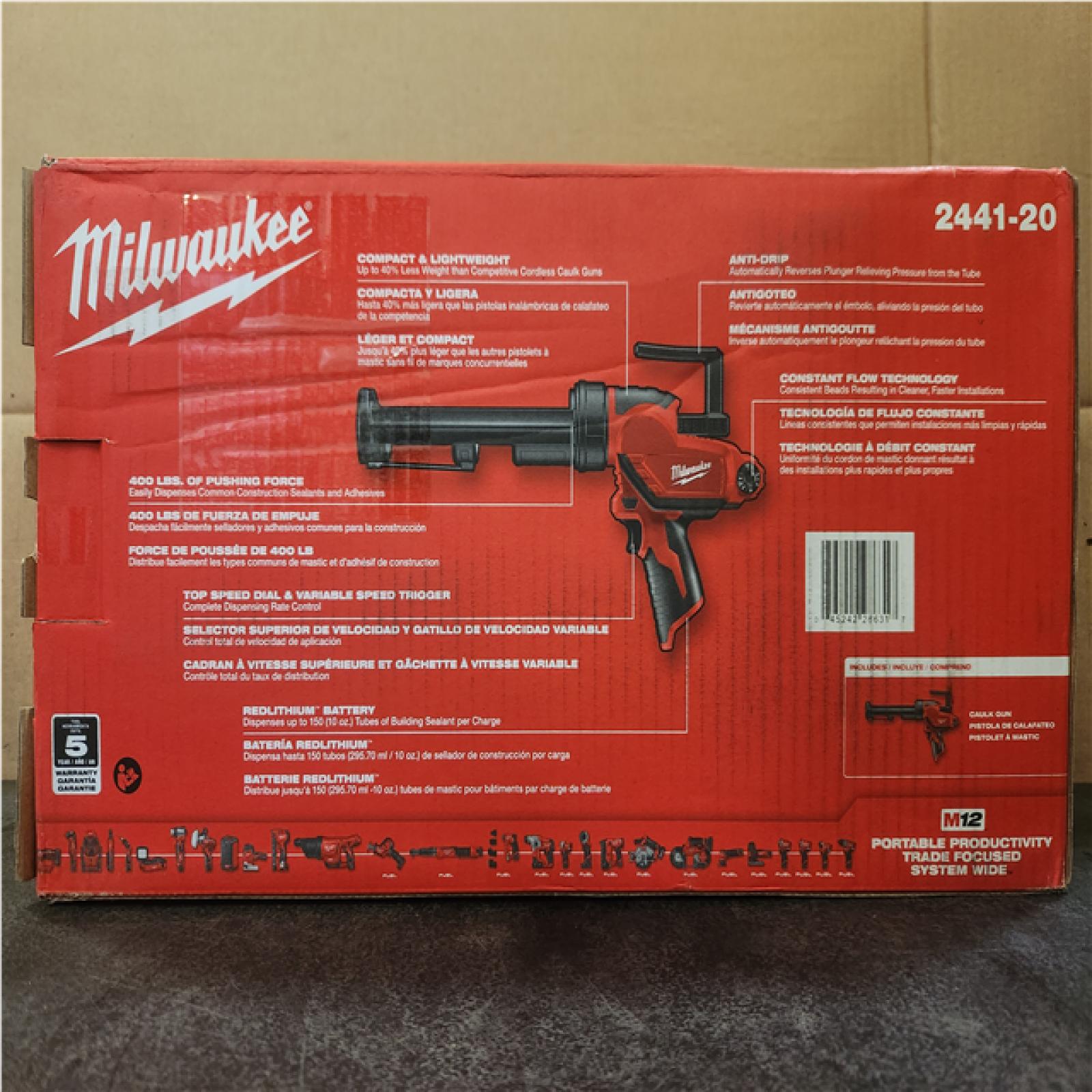 Phoenix SEALED Milwaukee M12 12V Lithium-Ion Cordless 10 oz. Adhesive and Caulk Gun (Tool-Only)