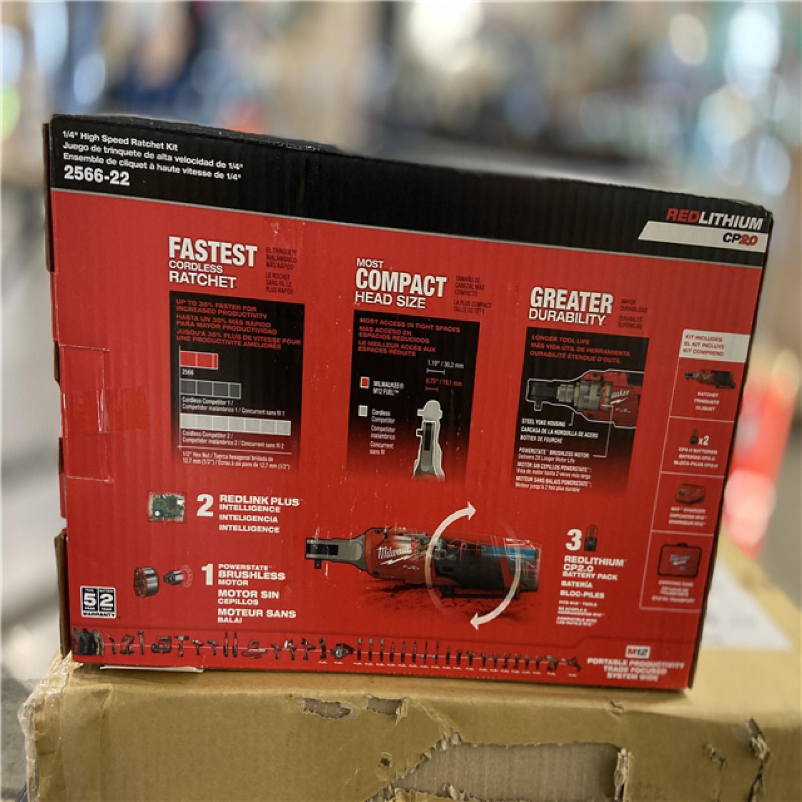 DALLAS LOCATION - Milwaukee M12 FUEL 12V Lithium-Ion Brushless Cordless High Speed 1/4 in. Ratchet Kit w/(2) Batteries, Charger and Bag