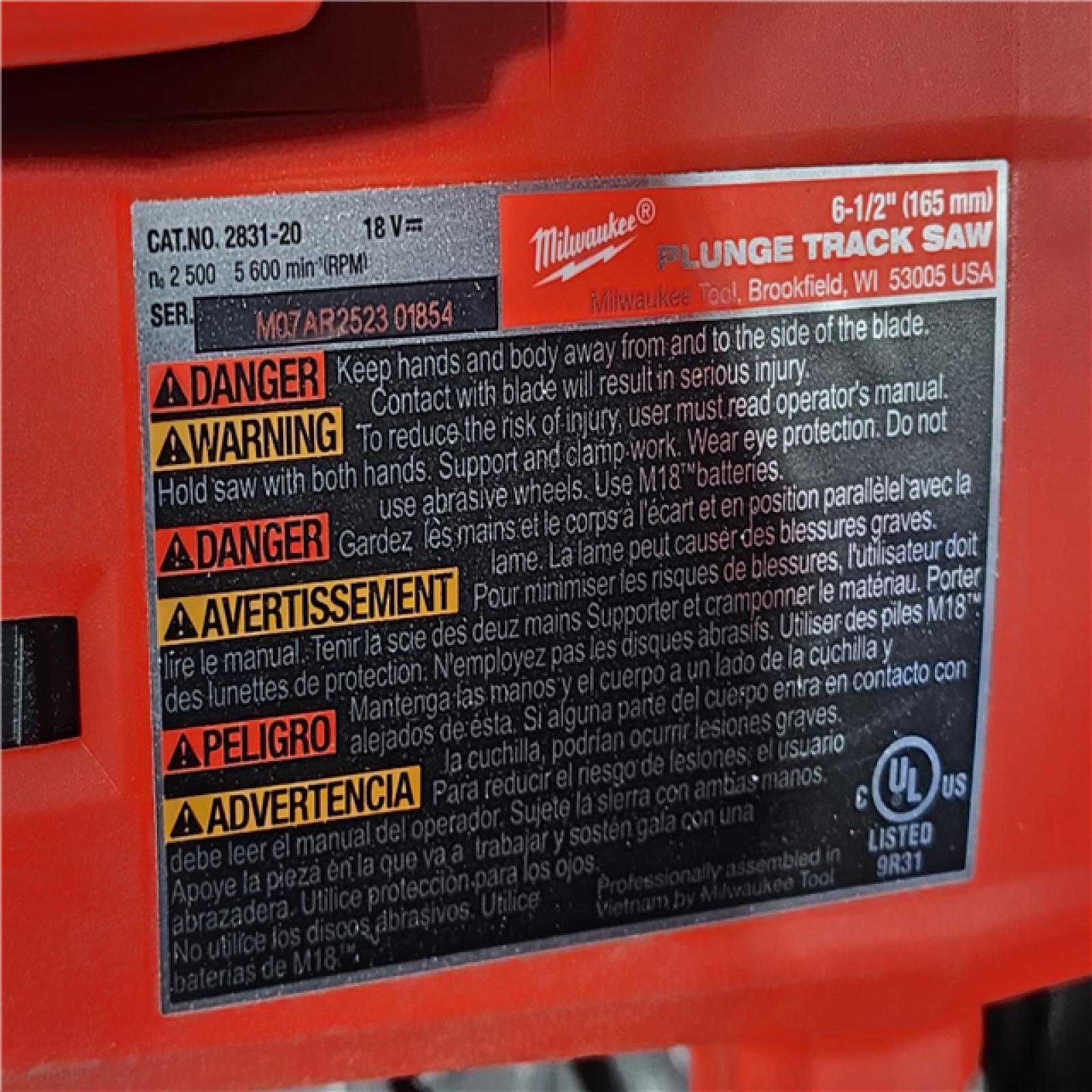 HOUSTON LOCATION - AS-IS Milwaukee M18 FUEL 18V Lithium-Ion Cordless Brushless 6-1/2 in. Plunge Cut Track Saw (Tool-Only)