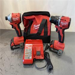 AS-IS - Milwaukee M18 18V Lithium-Ion Brushless Cordless Compact Drill/Impact Combo Kit
