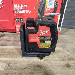 HOUSTON LOCATION - AS-IS Milwaukee-3522-21 Green Beam Laser Cross Line Plumb Point Rechargeable USB Kit