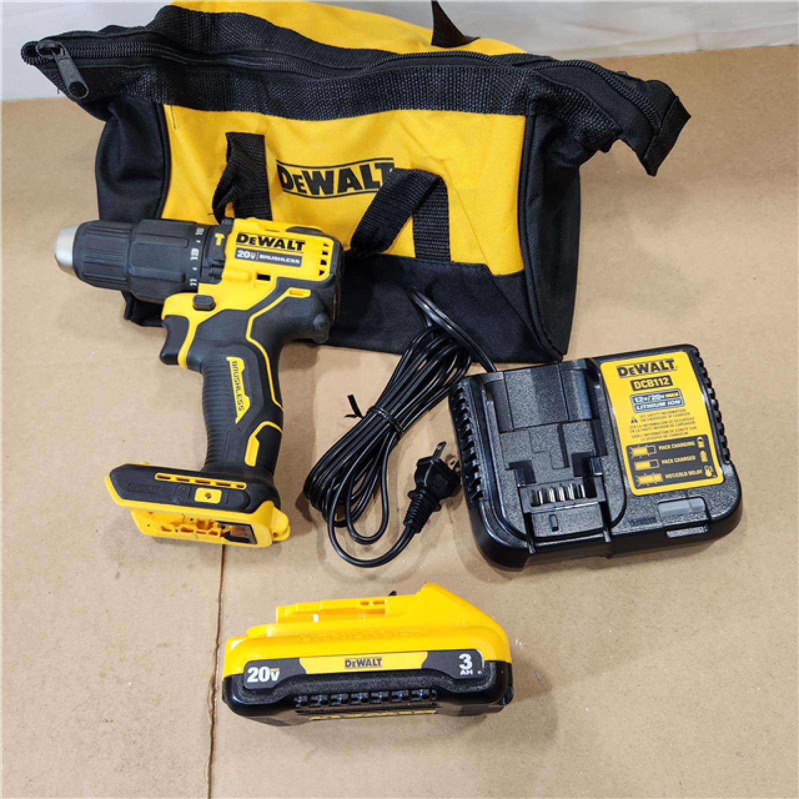 AS IS DeWalt Atomic 20 V 1/2 in. Brushless Cordless Compact Hammer Drill Kit