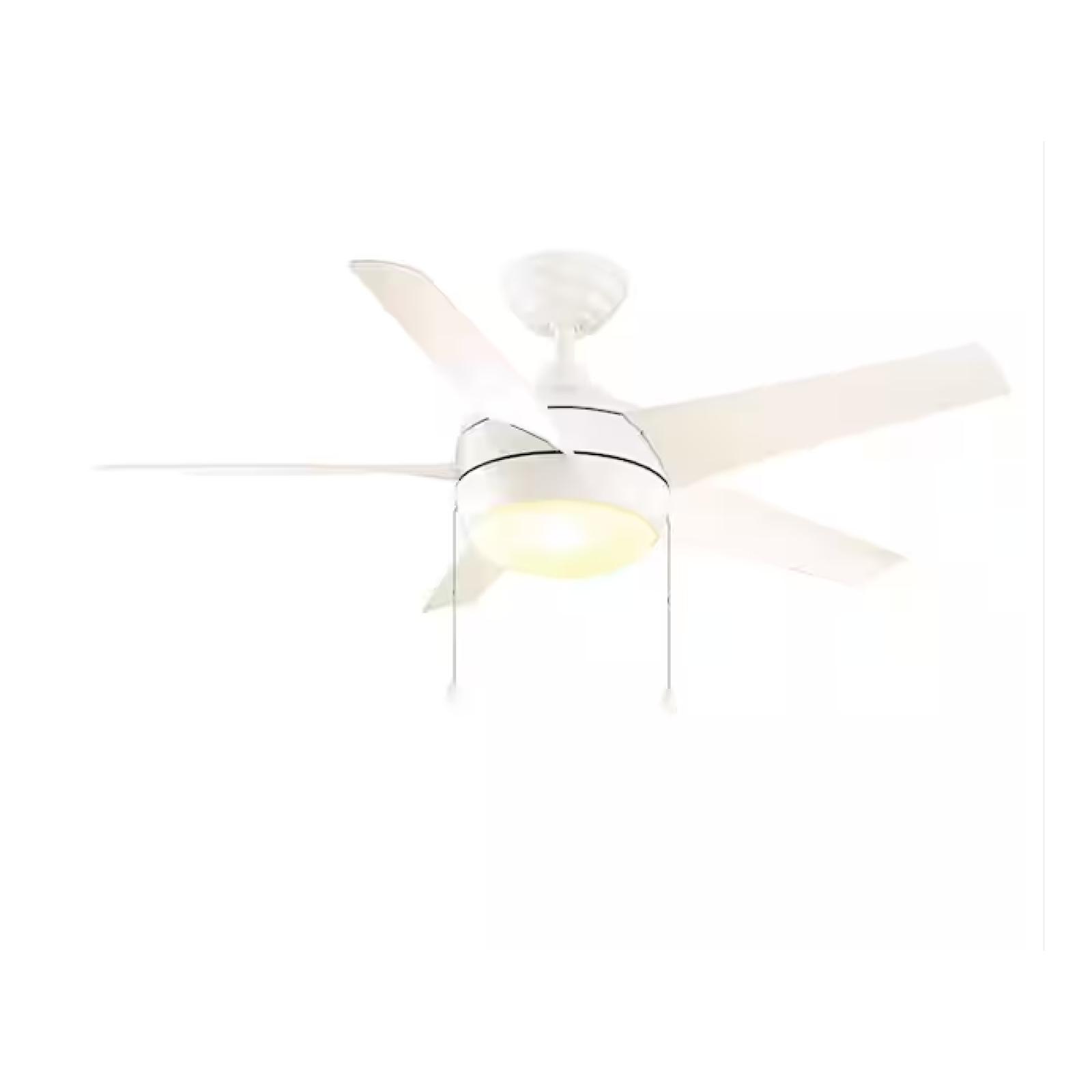 DALLAS LOCATION -  Home Decorators Collection Windward 44 in. LED Indoor Matte White Ceiling Fan with Light Kit (30 UNITS)