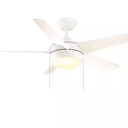 DALLAS LOCATION -  Home Decorators Collection Windward 44 in. LED Indoor Matte White Ceiling Fan with Light Kit (30 UNITS)
