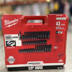 NEW!- Milwaukee SHOCKWAVE 3/8 in. Drive SAE and Metric 6 Point Impact Socket Set (43-Piece)