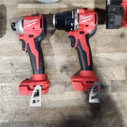 HOUSTON LOCATION - AS-IS Milwaukee M18 18-Volt Lithium-Ion Brushless Cordless Combo Kit (4-Tool) with 2-Batteries  1-Charger and Tool Bag