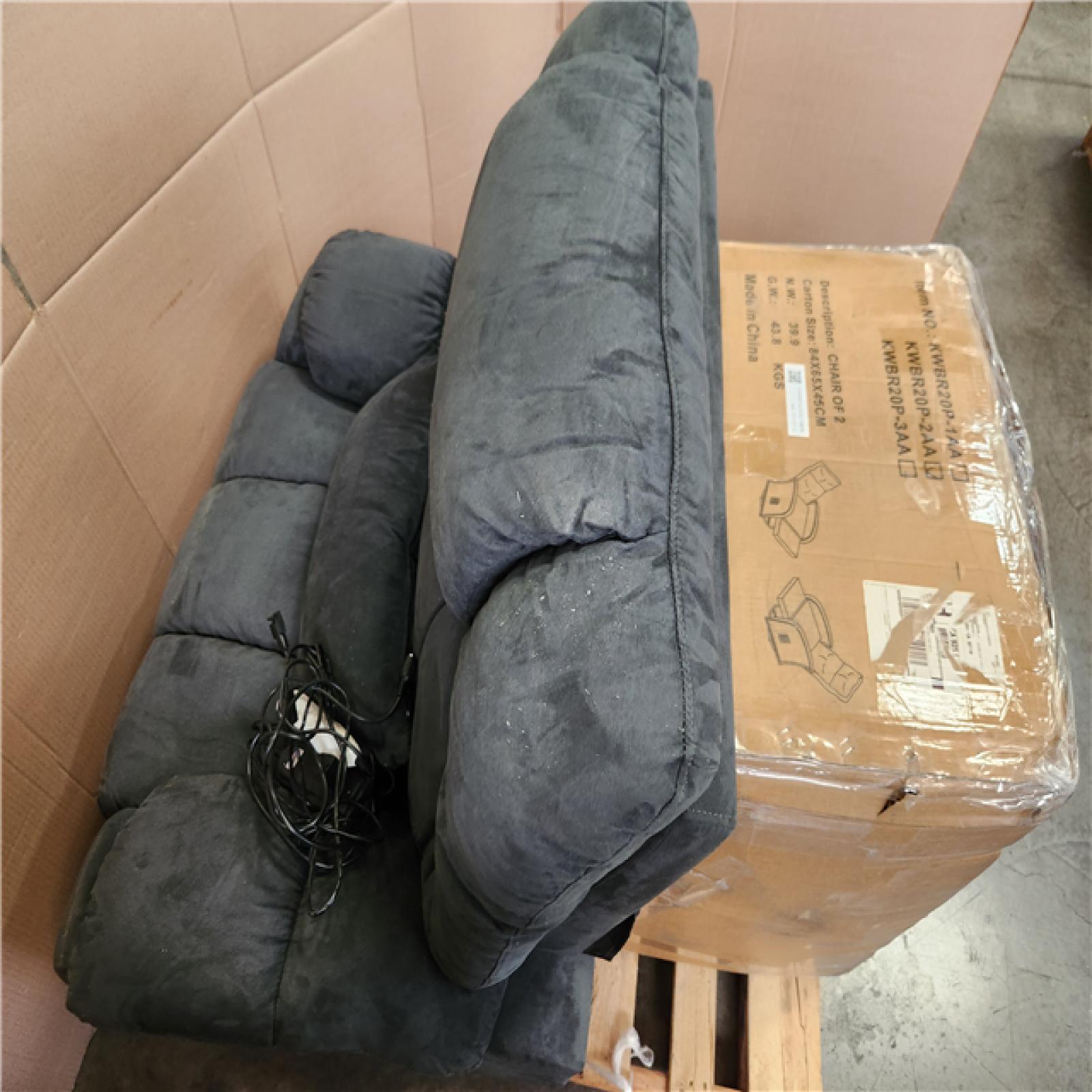 Phoenix 2 Bestier 40.1 in. W Gray Microsuede Oversize Dual Motor Power Lift Recliner Chair with Massage and Heating