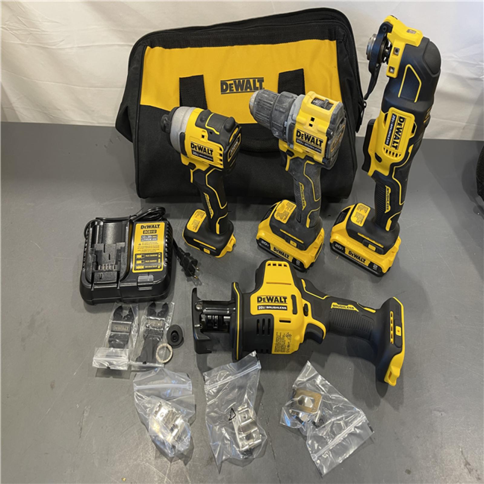 AS-IS - DeWalt 20V MAX ATOMIC Cordless Brushless 4 Tool Combo Kit