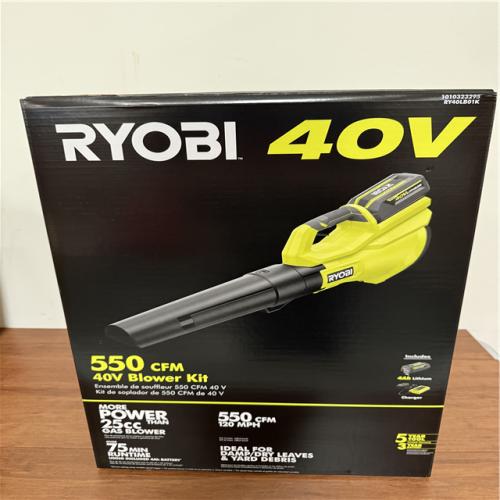 California NEW Ryobi 40V Blower Kit, includes (1) Battery & Charger