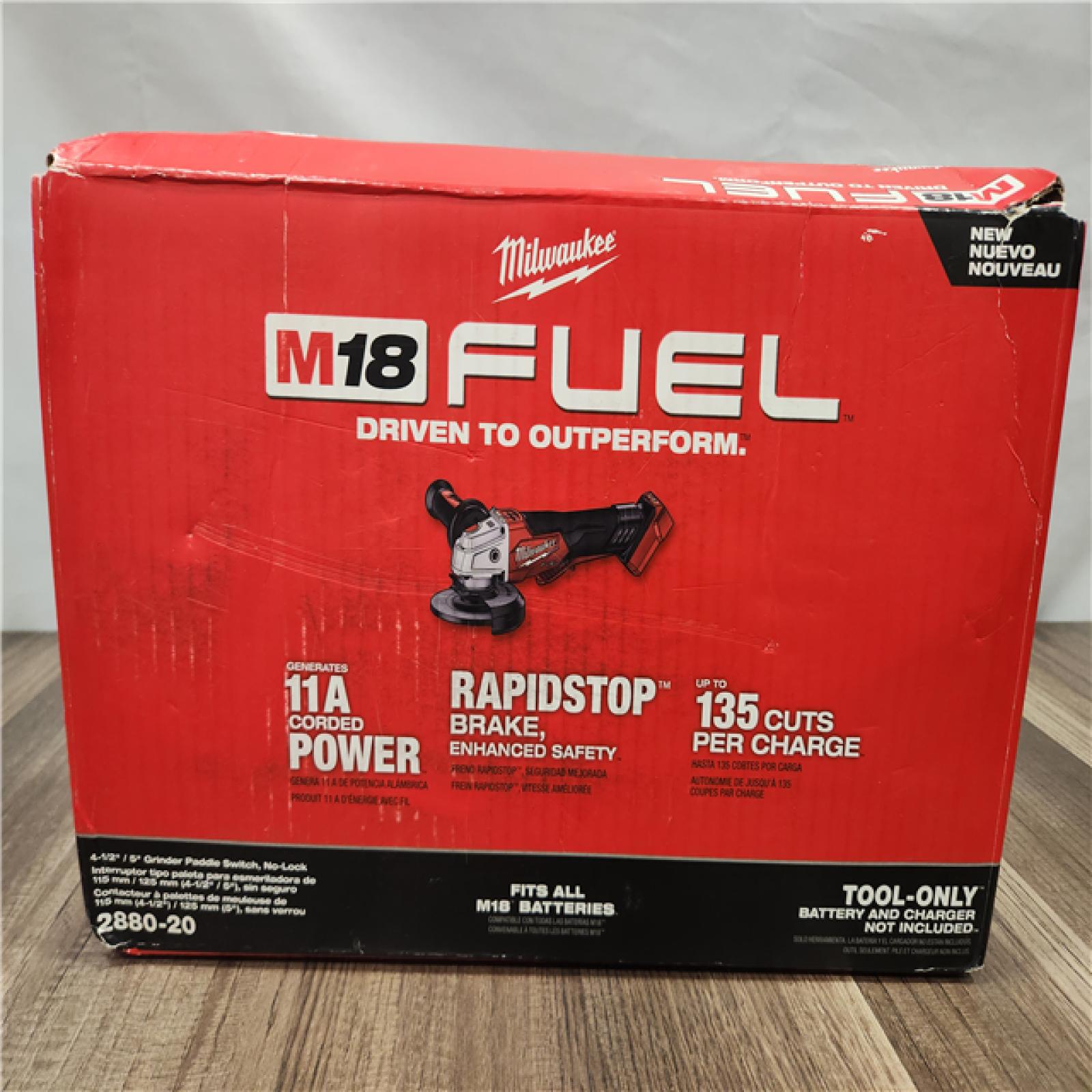 NEW- Milwaukee FUEL 18-Volt Lithium-Ion Brushless Cordless 4-1/2 in./5 in. Grinder W/Paddle Switch (Tool-Only)