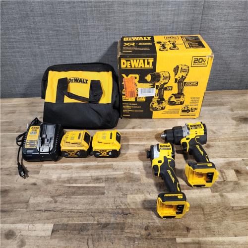 HOUSTON LOCATION - AS-IS DEWALT 20V MAX XR Hammer Drill and ATOMIC Impact Driver 2 Tool Cordless Combo Kit with (2) 4.0Ah Batteries, Charger, and Bag