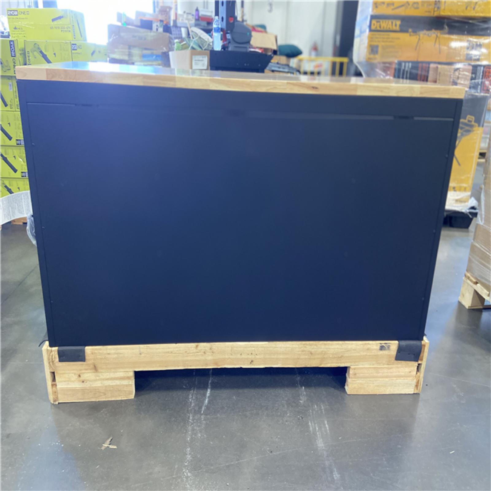 DALLAS LOCATION - Husky 61 in. W x 23 in. D Heavy Duty 15-Drawer Mobile Workbench Tool Chest with Solid Wood Top in Matte Black