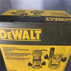 Houston location AS-IS DEWALT DW618PKB 2-1/4 HP EVS Fixed Base/Plunge Router Combo Kit with Soft Start