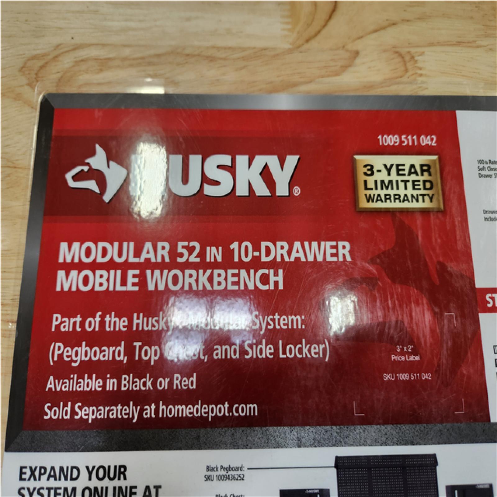 Phoenix AS-IS Husky Modular Tool Storage 52 in. W x 20 in. D Standard Duty Black Mobile Workbench Cabinet