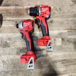 HOUSTON LOCATION - AS-IS Milwaukee M18 18V Lithium-Ion Brushless Cordless Compact Drill/Impact Combo Kit (2-Tool) W/(2) 2.0 Ah Batteries  Charger & Bag