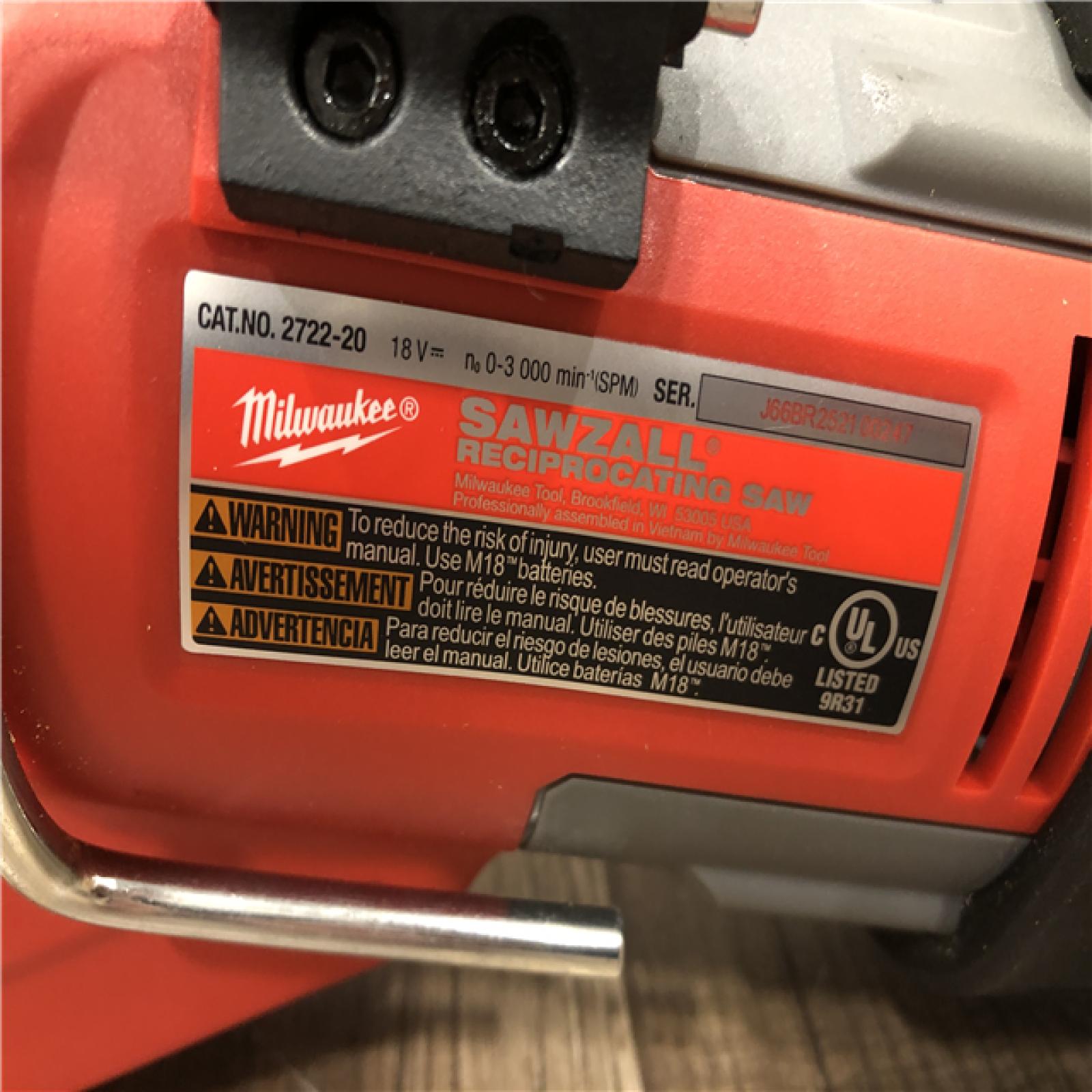AS-IS Milwaukee FUEL 18V Lithium-Ion Brushless Cordless Super SAWZALL Orbital Reciprocating Saw (Tool-Only)