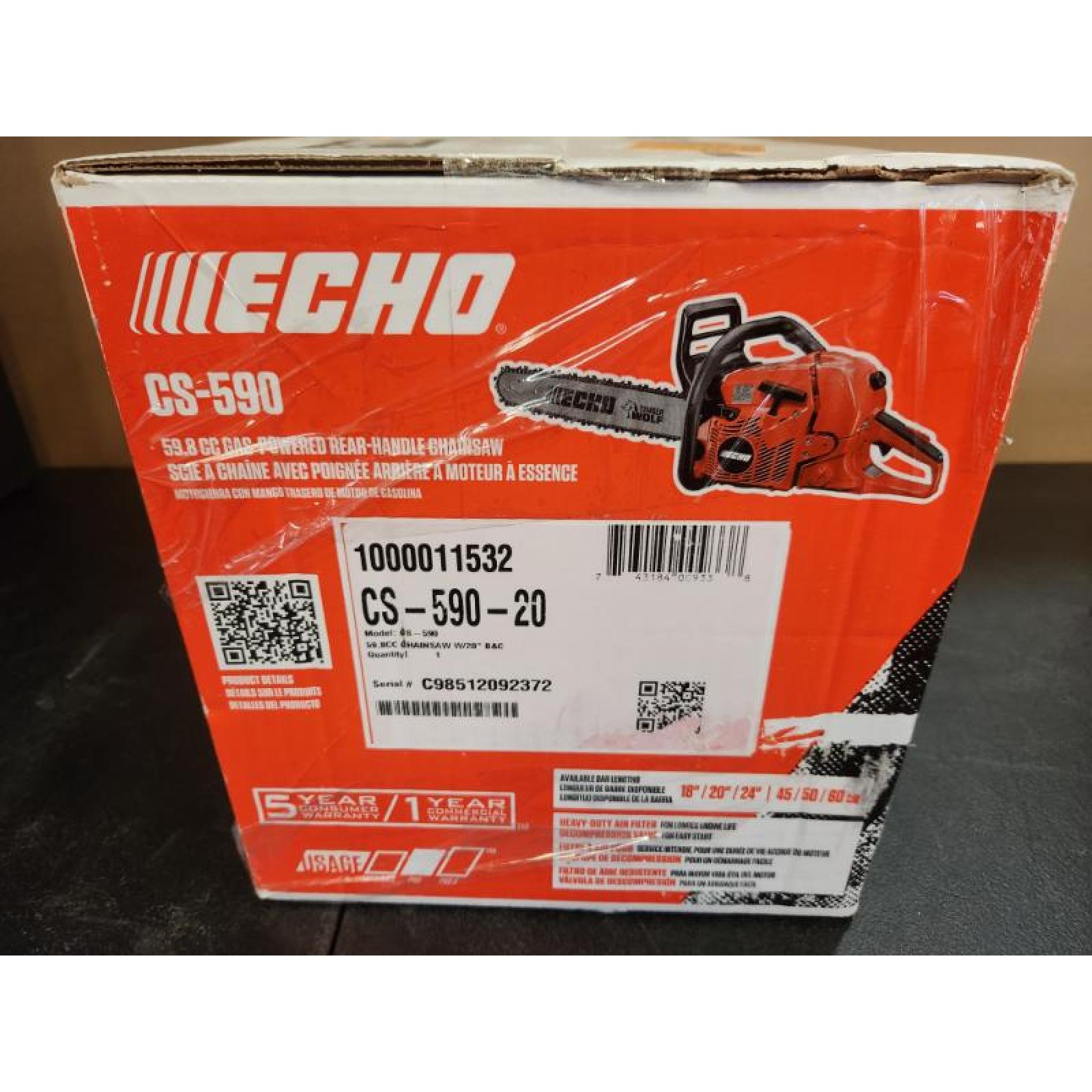 Phoenix NEW ECHO 20 in. 59.8 cc Gas 2-Stroke Rear Handle Timber Wolf Chainsaw (SEALED)