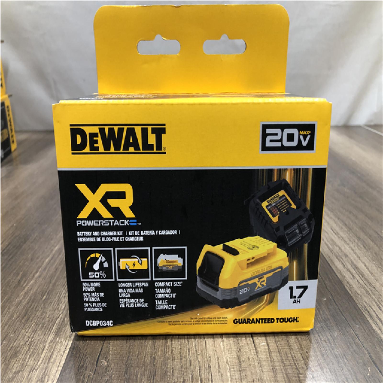 NEW - DEWALT 20V MAX XR POWERSTACK Lithium-Ion Battery Starter Kit with 1.7Ah Battery and Charger