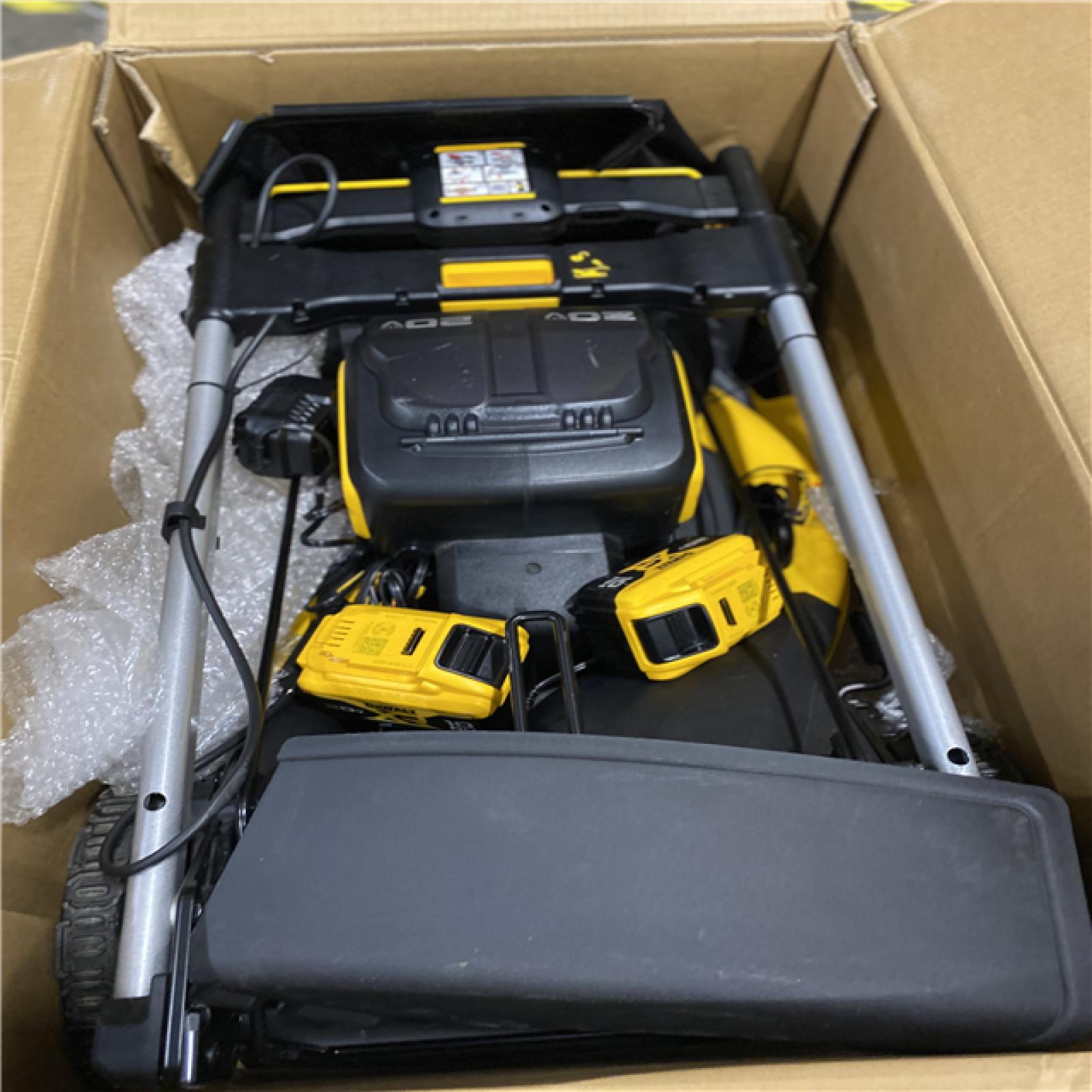 As-Is- DEWALT-2x20V MAX 21 in. Cordless Battery Powered Push Lawn Mower Kit with (2) 10 Ah Batteries and Chargers