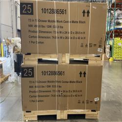 DALLAS LOCATION - Husky Heavy-Duty 72 in. W x 24 in. D 15-Drawer Matte Black Mobile Workbench Cabinet with Solid Wood Top (2 UNITS)