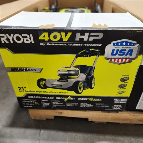 Dallas Location - As-Is RYOBI 40V HP Brushless 21 in. Cordless Battery Self-Propelled Mower - (2) 6.0 Ah Batteries & Charger