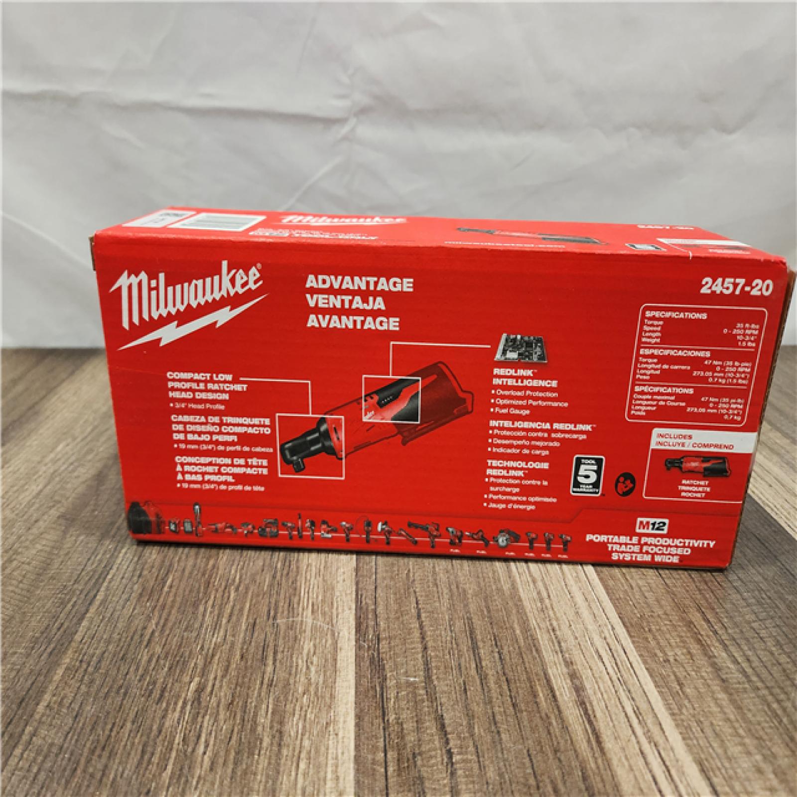 NEW! - Milwaukee M12 12V Lithium-Ion Cordless 3/8 in. Ratchet (Tool-Only)