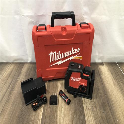 AS-IS Milwaukee Green 100 ft. Cross Line and Plumb Points Rechargeable Laser Level Kit