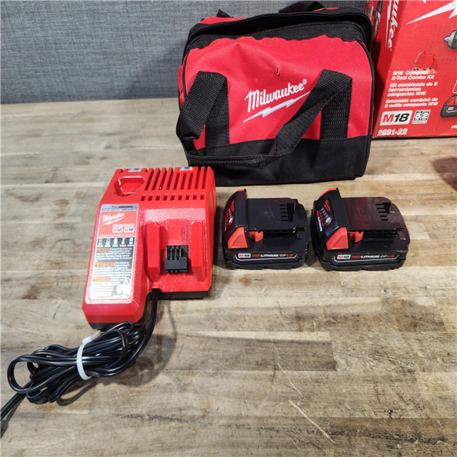 HOUSTON LOCATION - AS-IS Milwaukee 18V Cordless Brushed 2-Tool Drill/Driver and Impact Driver Kit