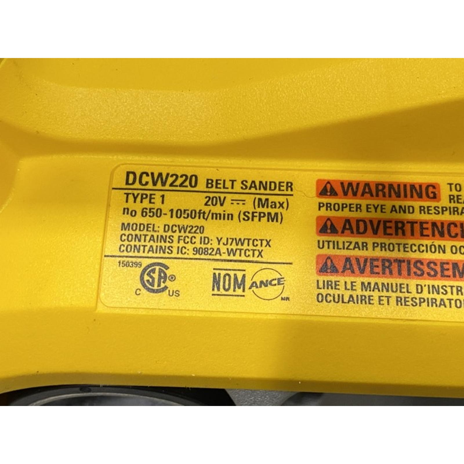 AS-IS DEWALT 20V MAX* XR Brushless Cordless Belt Sander (Tool-Only)