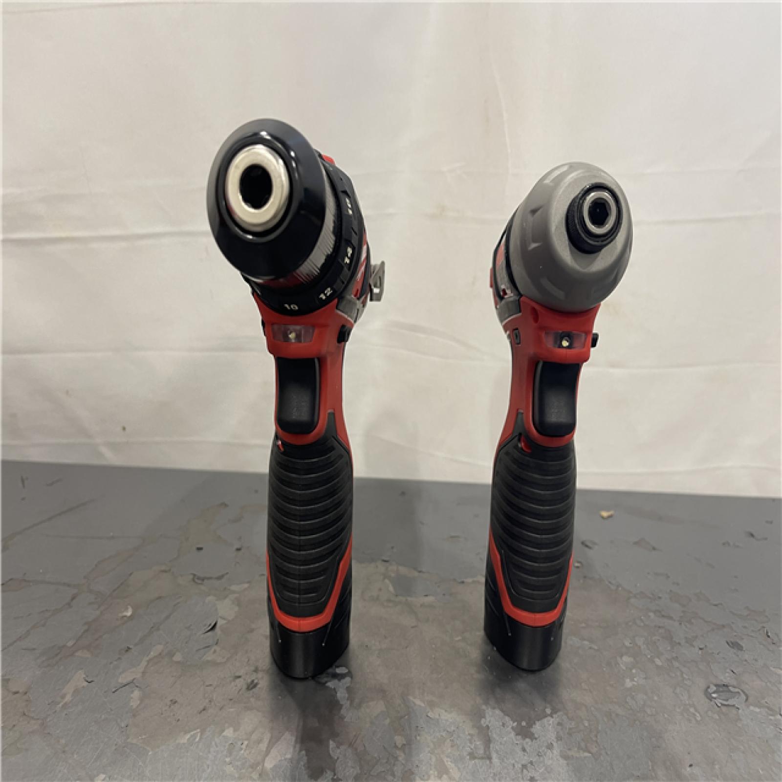 AS-IS-  Milwaukee M12 12V Lithium-Ion Cordless Drill Driver/Impact Driver Combo Kit with Two 1.5Ah Batteries  Charger and Bag (2-Tool)