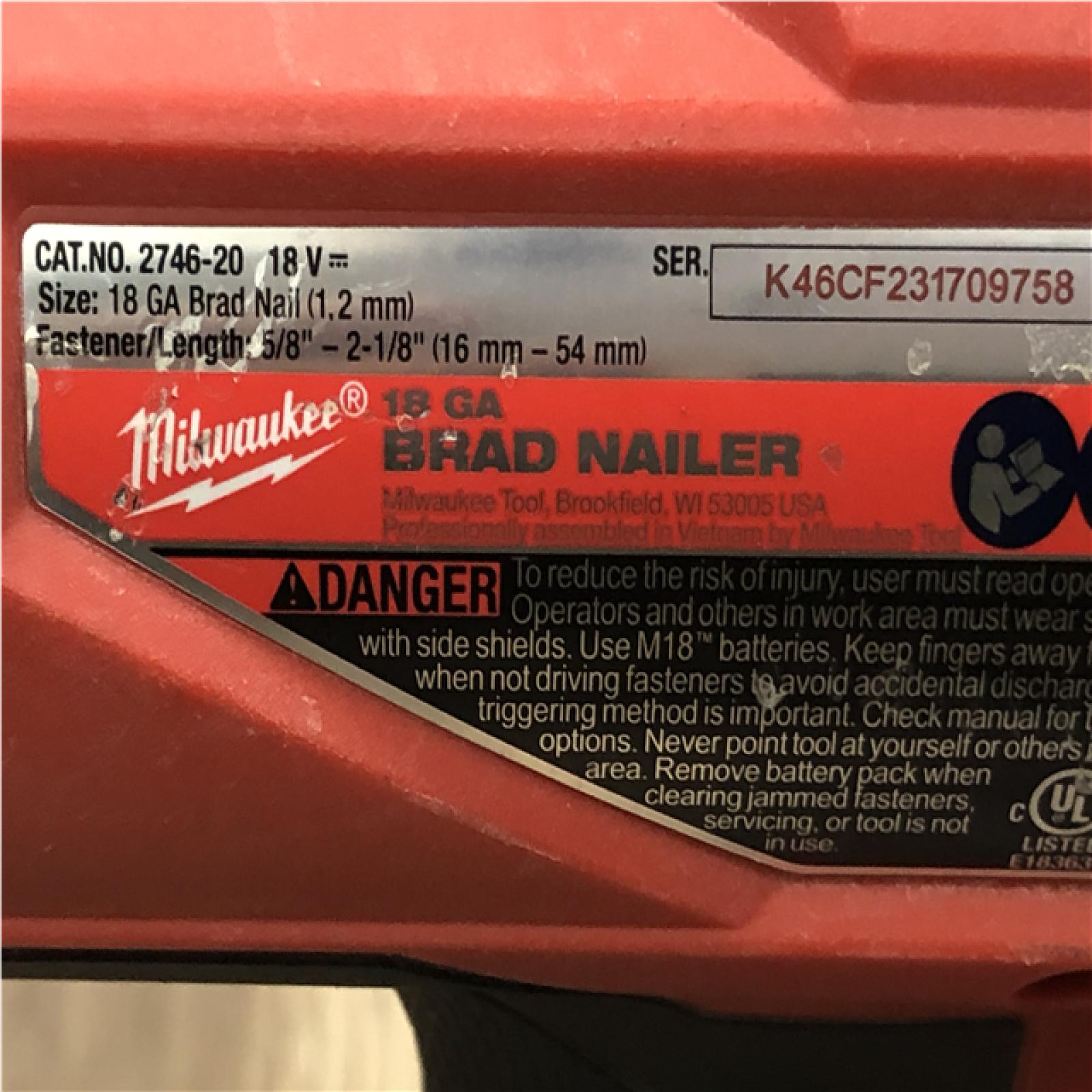 AS-IS Milwaukee FUEL 18-Volt Lithium-Ion Brushless Cordless Gen II 18-Gauge Brad Nailer (Tool-Only)