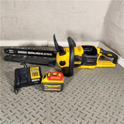 Houston location- AS-IS DEWALT 60V MAX 16in. Brushless Battery Powered Chainsaw Kit with (1) FLEXVOLT 2Ah Battery & Charger Appears in new condition