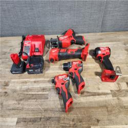 HOUSTON LOCATION - AS-IS MILWAUKEE 5 TOOL COMBO KIT W/ (2) BATTERY & CHARGER