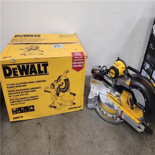 Phoenix Location NEW DEWALT 15 Amp Corded 12 in. Double Bevel Sliding Compound Miter Saw, Blade Wrench and Material Clamp