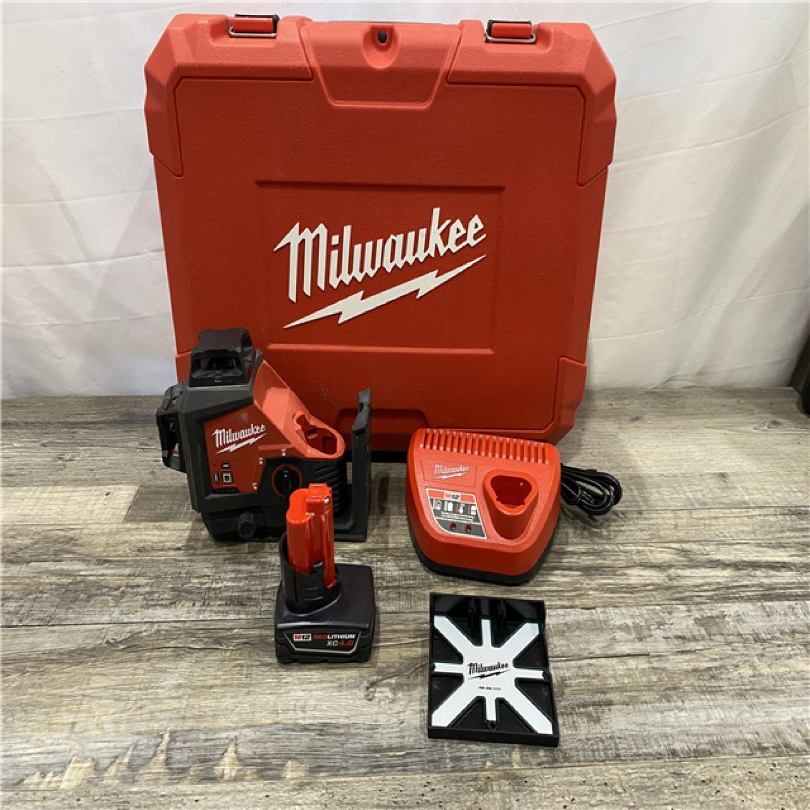 AS-IS Milwaukee 12-Volt Lithium-Ion Cordless Green 250 ft. 3-Plane Laser Level Kit