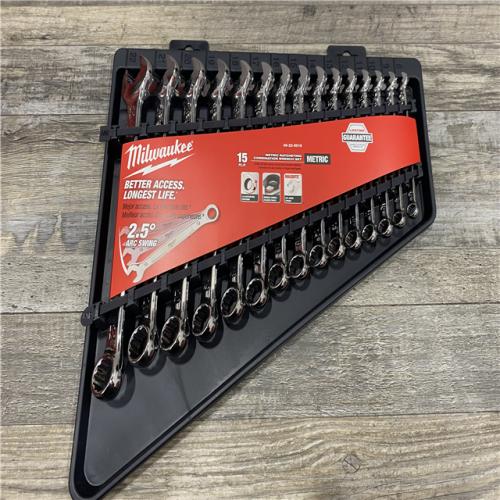 NEW - Milwaukee Metric Ratcheting Combination Wrench Set (15-Piece)