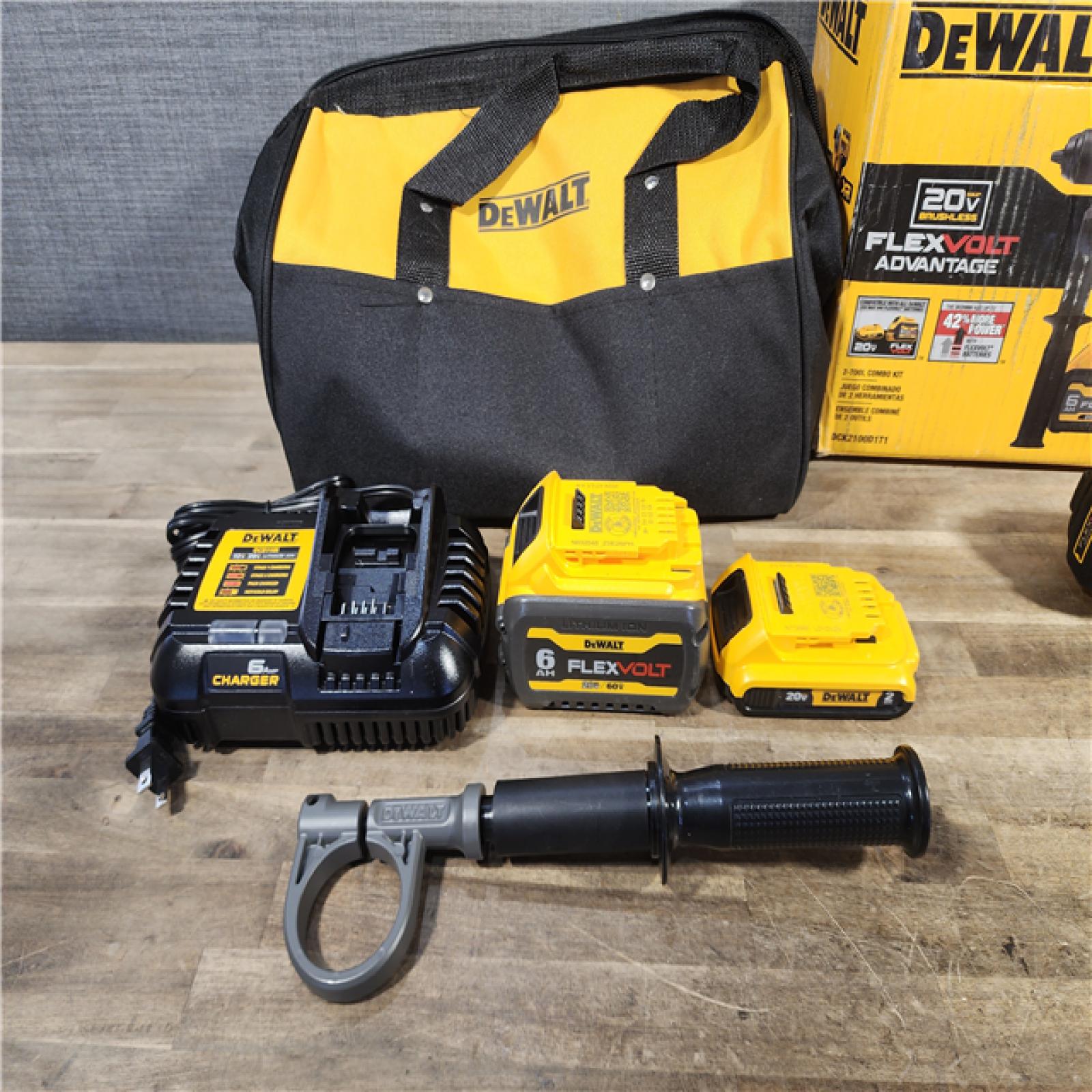 HOUSTON LOCATION - AS-IS DEWALT 20V MAX Cordless Brushless Hammer Drill/Driver 2 Tool Combo Kit with FLEXVOLT ADVANTAGE