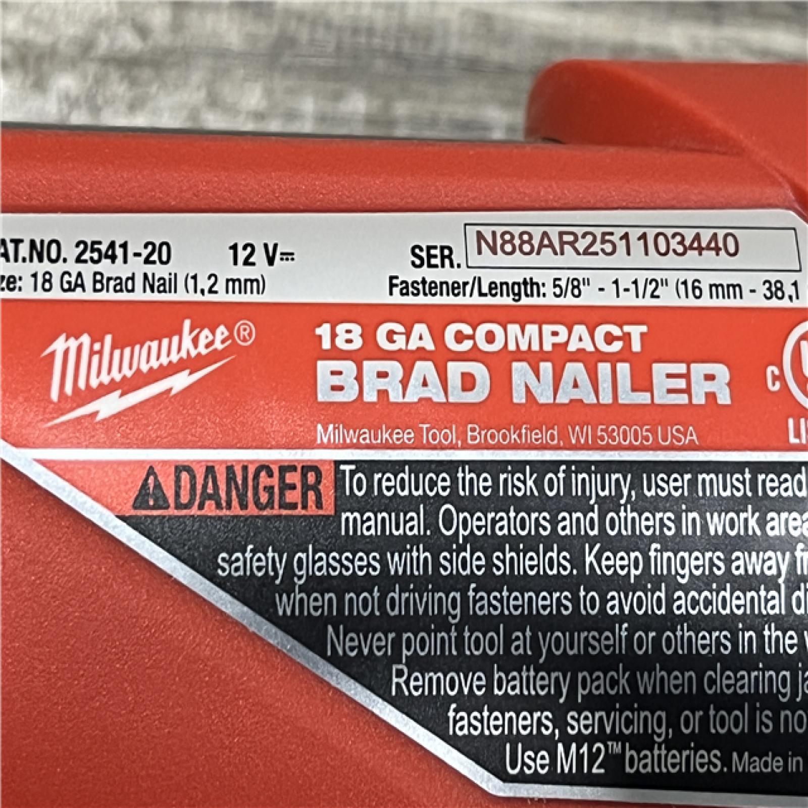 AS-IS Milwaukee FUEL 12-Volt Lithium-Ion Brushless Cordless 18-Gauge 1-1/2 in. Compact Brad Nailer (Tool Only)