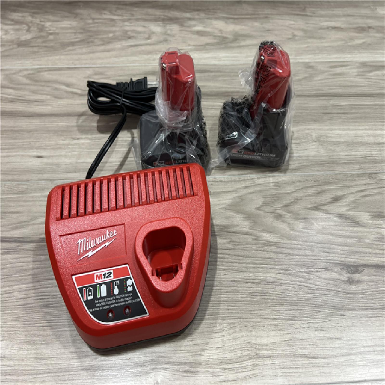 AS-IS MILWAUKEE M12 REDLITHIUM HIGH OUTPUT XC5.0 Battery Pack Kit (Model 48-59-2450P) â€“ Includes 2 Batteries & 1 Charger - 25% More Power & Runtime