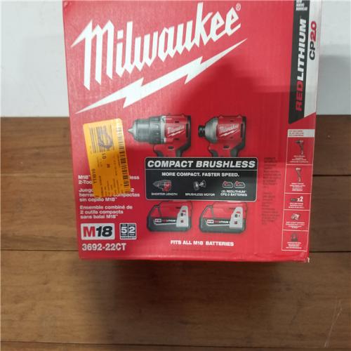 California NEW Milwaukee M18 Compact Brushless 2-Tool Combo Kit  Includes (2) Batteries  Charger & Bag