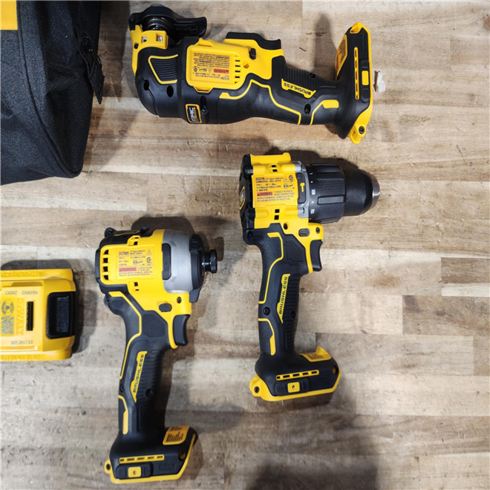 HOUSTON LOCATION - AS - IS DEWALT ATOMIC 20-Volt Lithium-Ion Cordless Brushless (3-Tool) Combo Kit