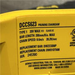 AS-IS DEWALT 20V MAX 8 in. Brushless Cordless Battery Powered Pruning Chainsaw (Tool Only)