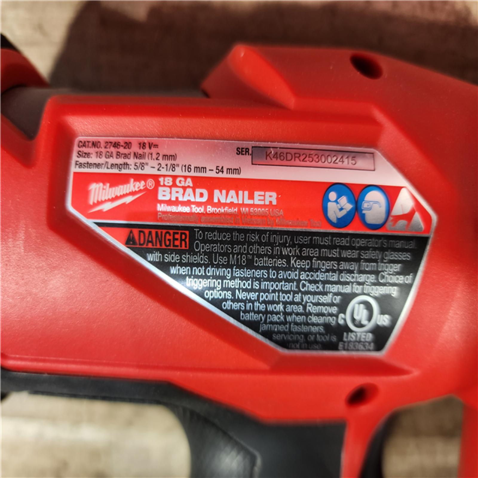 HOUSTON LOCATION - AS-IS Milwaukee M18 Fuel 18V Brushless 18-Gauge Brad Nailer 2746-20 (Bare Tool)