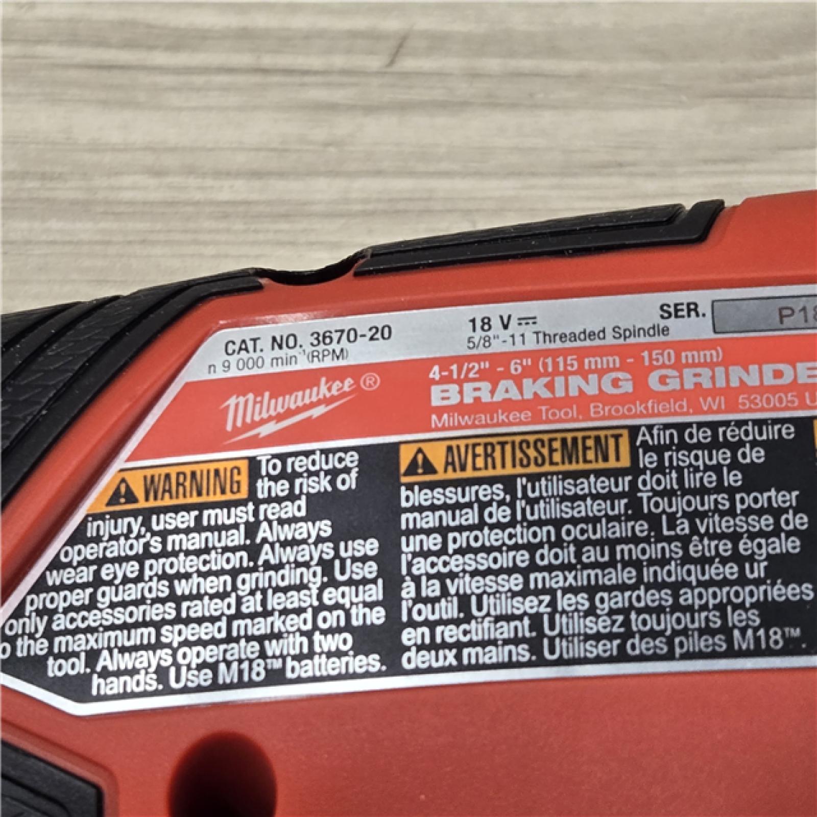 AS-IS Milwaukee M18 FUEL 4-1/2-6 Cordless Braking Grinder (Tool-Only)