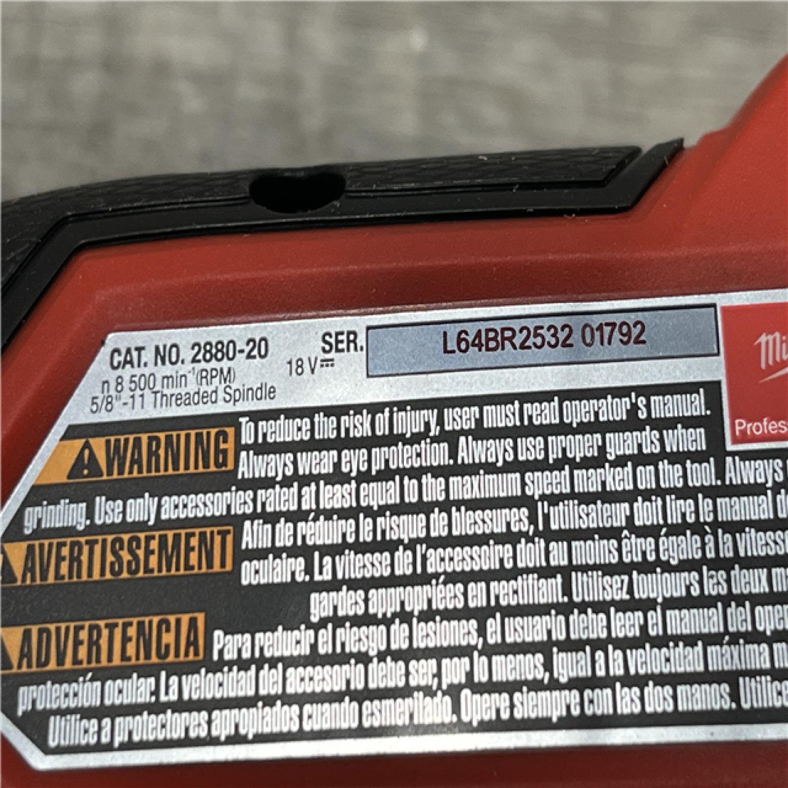 AS-IS Milwaukee FUEL 18V Lithium-Ion Brushless Cordless 4-1/2 in./5 in. Grinder w/Paddle Switch (Tool-Only)