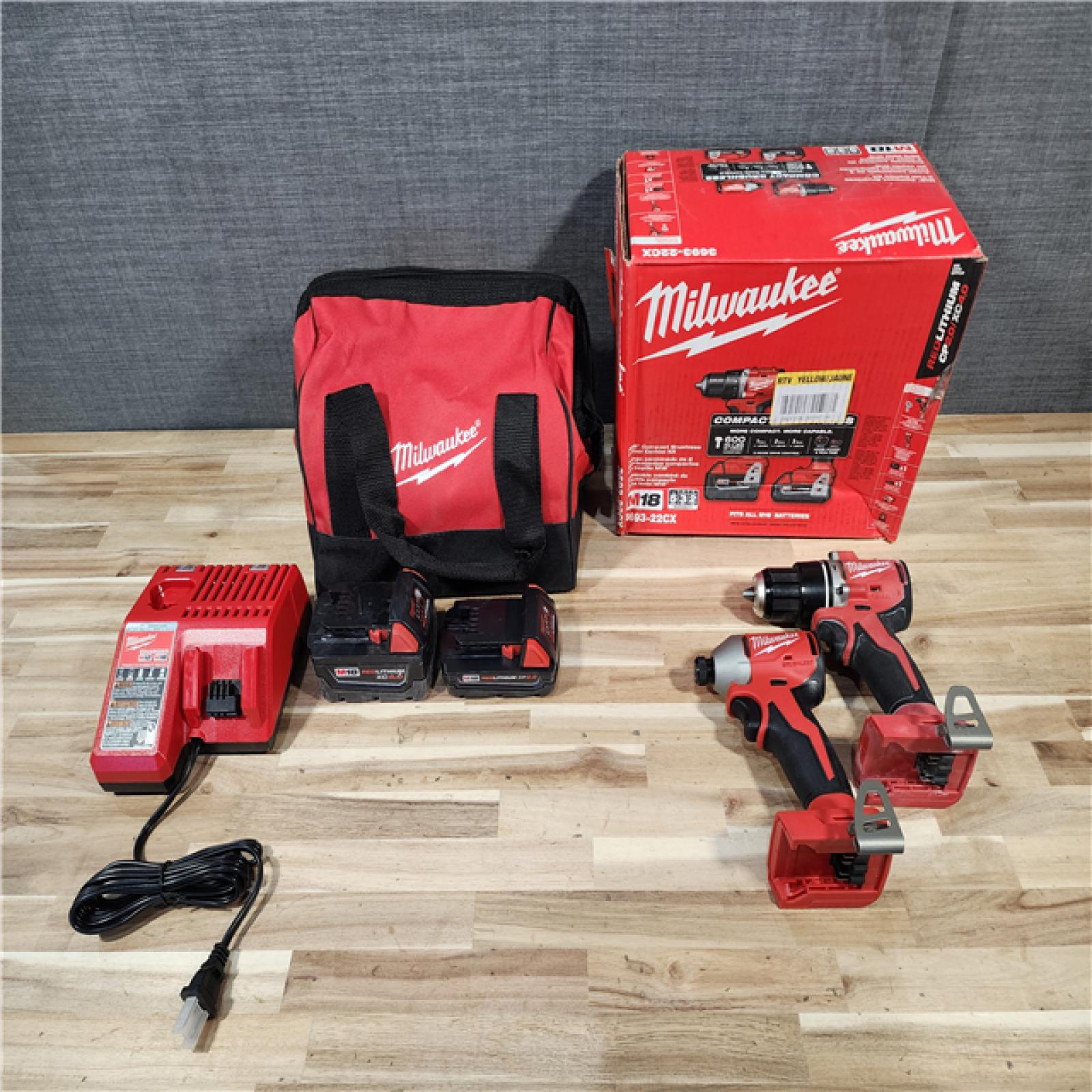 HOUSTON LOCATION - AS-IS Milwaukee 18-Volt Lithium-Ion Brushless Cordless Compact Hammer Drill/Impact Combo Kit