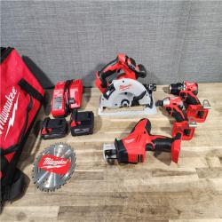 HOUSTON LOCATION - AS-IS MILWAUKEE 4 TOOL COMBO KIT W/ (2) BATTERY & CHARGER
