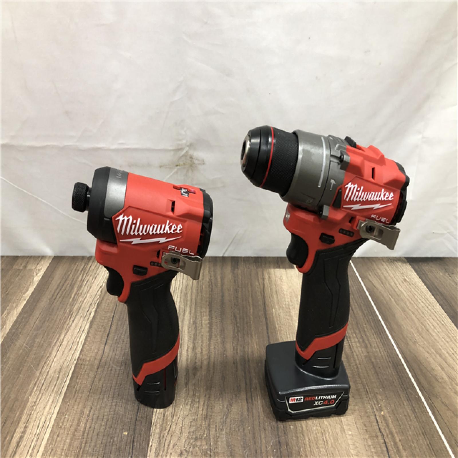 AS-IS Milwaukee FUEL 12-Volt Lithium-Ion Brushless Cordless Hammer Drill and Impact Driver Combo Kit