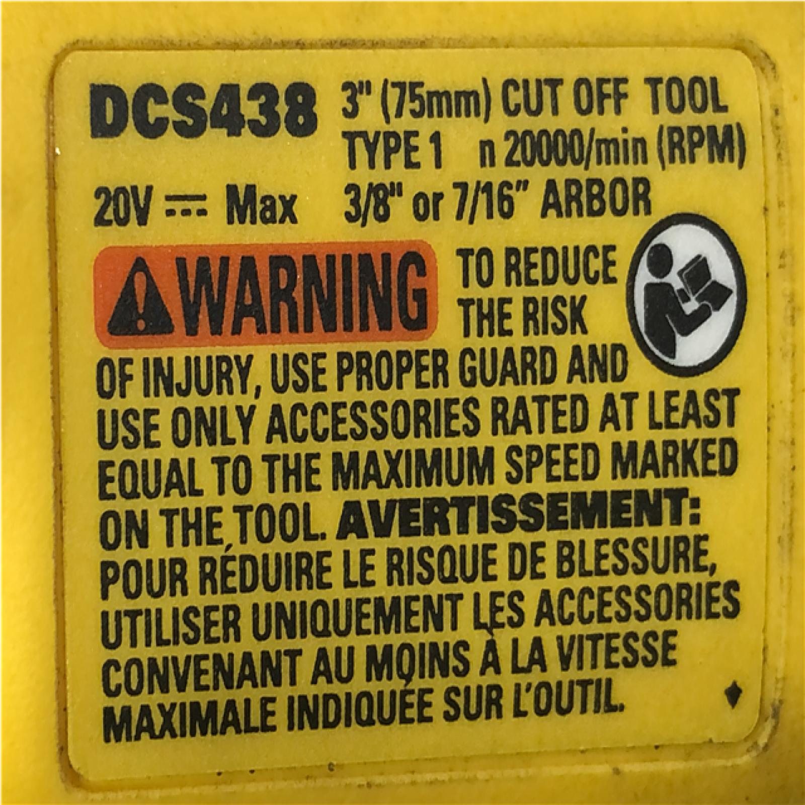 AS-IS DEWALT 20V XR Cordless 3 in. Cut-Off Tool (Tool Only)