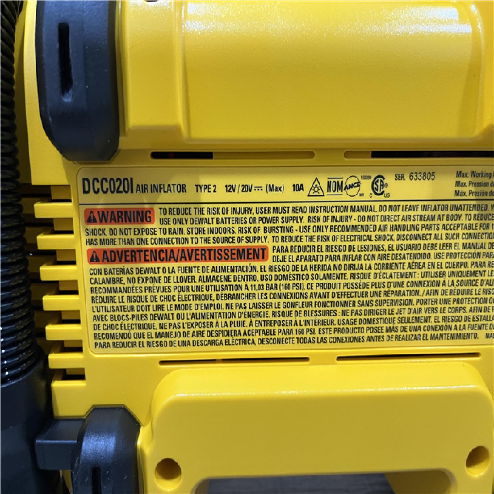 AS-IS DEWALT 20V MAX Cordless Electric Portable Inflator (Tool Only)